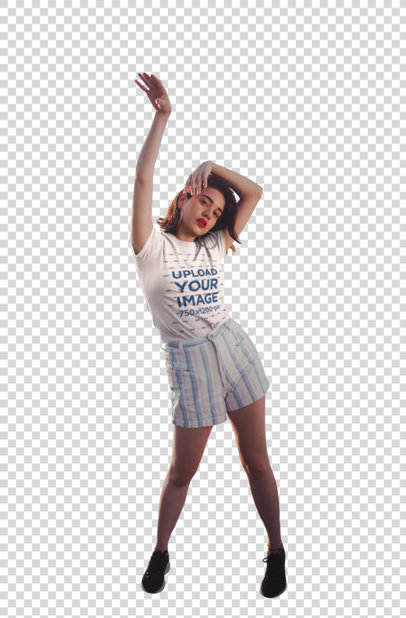 Transparent T-Shirt Mockup Featuring an Appealing Woman Posing