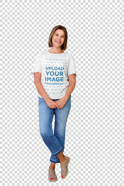 Transparent T-Shirt Mockup Featuring a Senior Woman Casually Posing 34821-r-el2
