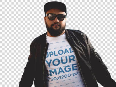 Transparent Round Neck T-Shirt of a Cool Guy with Sunglasses