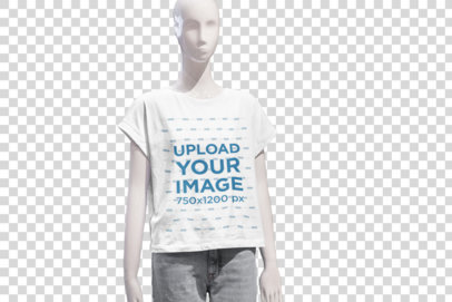 Transparent Mockup Featuring a Mannequin Wearing a Customizable T-Shirt