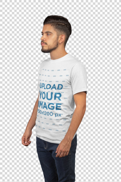 Transparent T-Shirt Mockup Featuring a Man with a Faux Hawk