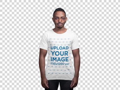 Transparent T-Shirt Mockup of a Man With Both of His Ears Pierced 21048