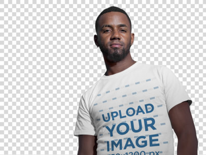 Transparent Mockup of a Cool Man with a Beard Wearing a Tee