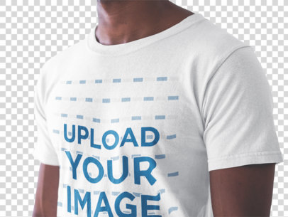 Transparent Closeup of a T-Shirt Mockup Being Worn by a Man