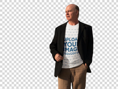 Transparent T-Shirt Mockup of an Elder White Business Man