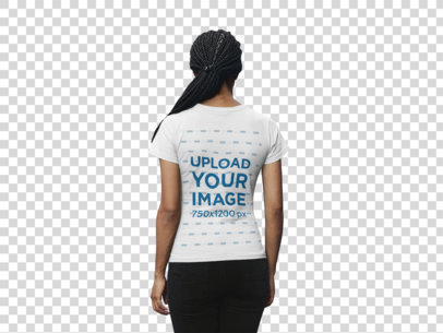 Transparent Back Shot Tshirt Mockup of a Woman with Braids