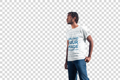 Transparent Mockup of a Man Wearing a T-Shirt on an Empty Road
