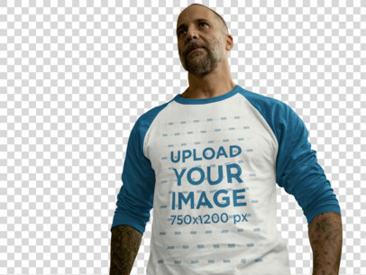 Transparent Raglan Tee Mockup of a Serious Man b12605