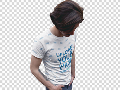 Transparent Mockup of a Man Wearing a Sublimated Tee a15365