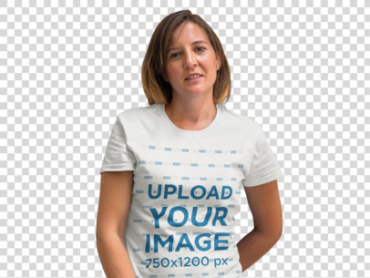 Transparent  T-Shirt  Mockup Featuring a Woman with Blonde Hair