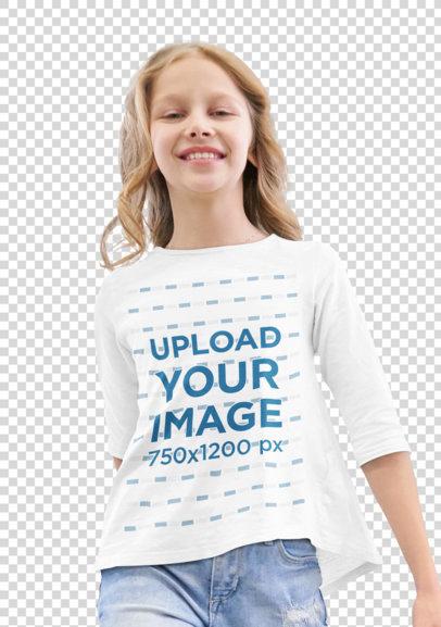 Transparent Three-Quarter Sleeve Tee Mockup Featuring a Happy Girl m2473-r-el2