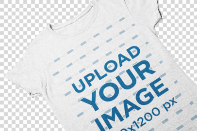Transparent Closeup Mockup of a Tee Lying Over a Surface with Two Colors