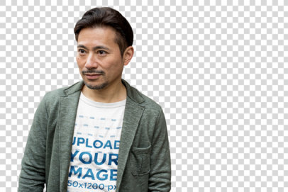 Transparent Mockup of a Man With a Basic Round-Neck Tee 39445-r-el2