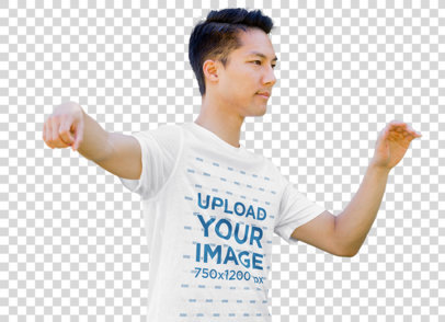 Transparent Tee Mockup of a Man Doing Tai Chi 44404-r-el2