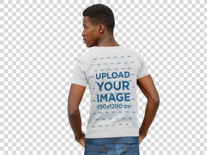 Transparent Back View Mockup of a Man Wearing a Customizable Tee a9281b