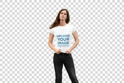 Transparent Mockup of a Woman Posing with a T-Shirt