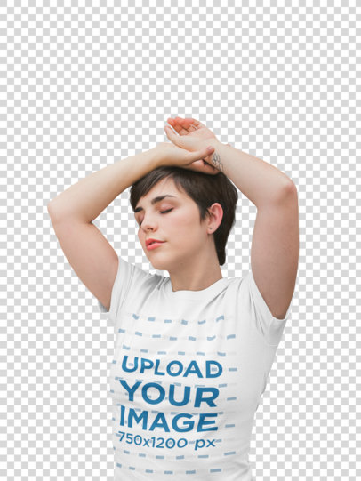 Transparent Woman Enjoying the Nature Wearing a T-Shirt Mockup Outdoors