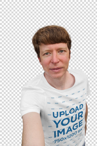 Transparent Mockup of a Man With a T-Shirt Taking a Selfie 36768