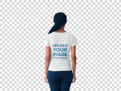 Transparent Back Shot Mockup of a Woman with Braids Wearing a Tshirt