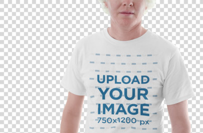 Transparent Mockup of a Cropped Face Man Wearing a T-Shirt