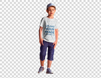 Transparent T-Shirt Mockup Featuring a Boy on a Sunny Day