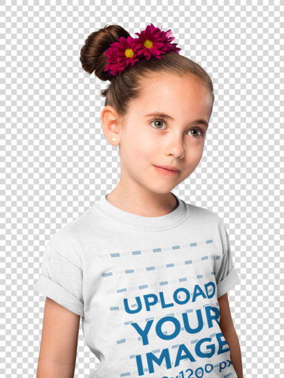 Transparent t-shirt mockup featuring a girl with flowers in her head a19736