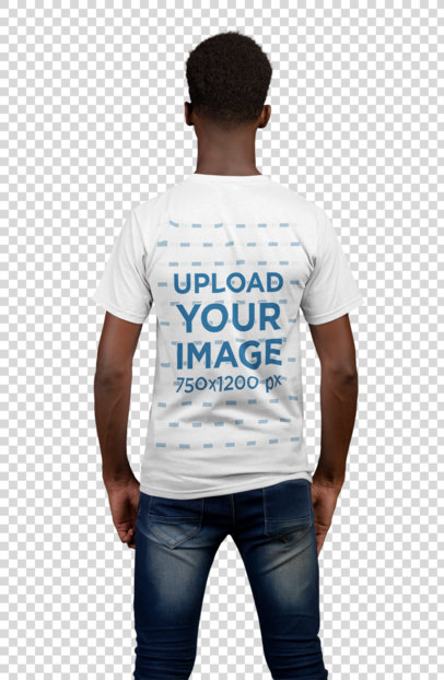 Transparent Back View Tee Mockup Featuring a Man Posing 21158