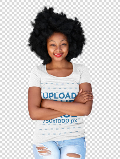 Transparent T-Shirt Transparent T-Shirt Mockup of a Happy Woman with Natural Curly Hair 38791-r-el2