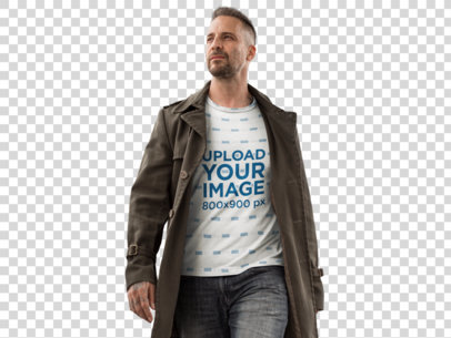 Transparent Mockup Featuring a Tattooed Man Wearing a Sublimated Tee a9357