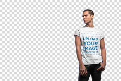 Transparent T-Shirt Mockup of a Man with an Attitude Standing Under a Bridge