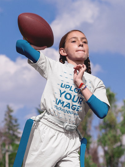 Custom Football Jerseys - Little Girl Throwing the Ball