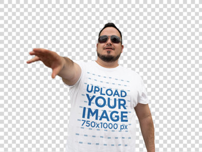 Transparent Plus Size T-Shirt Mockup of a Cool Guy Wearing Sunglasses 