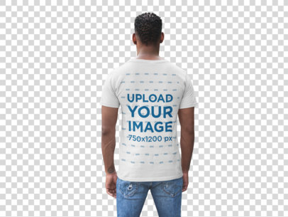 Transparent Back Shot T-Shirt Mockup of a Man with Tattoos and Jeans