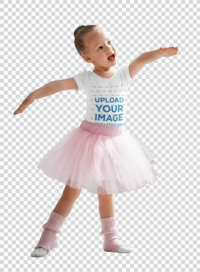 Transparent T-Shirt Mockup Featuring a Little Ballerina 40232-r-el2