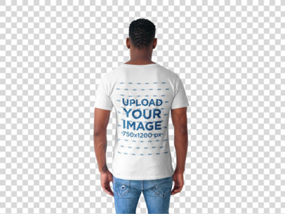 Transparent Tee Mockup Featuring a Man Standing Backwards 20739
