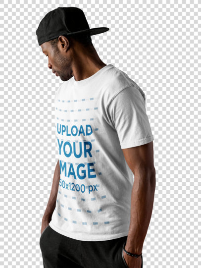 Transparent Dude Wearing a Round Neck Tee Mockup While Against a Solid Backdrop