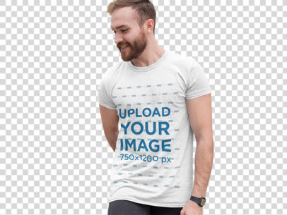 Transparent Heathered T-Shirt Mockup of a Man in Front of a House