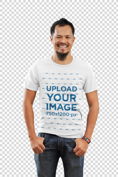 Transparent Heathered Tee Mockup Featuring a Smiling Man with a Beard 39587-r-el2