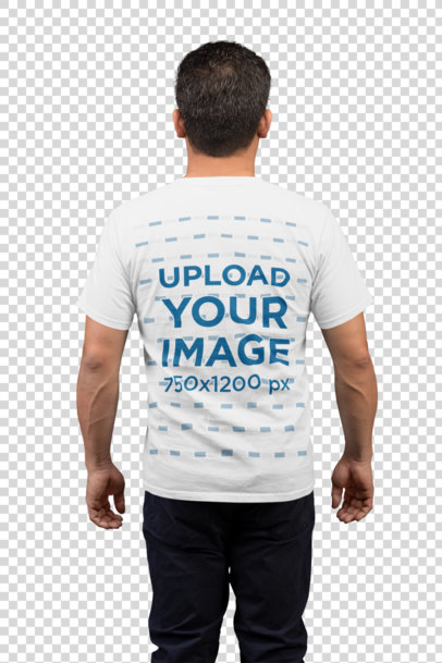 Transparent Back-View Tee Mockup of a Man 21234