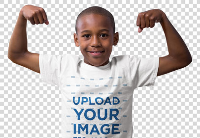Transparent Tee Mockup of a Kid Flexing His Arms 40726-r-el2
