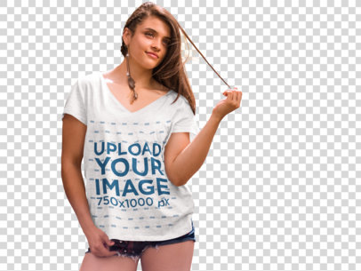 Transparent Woman Standing in Front of a Mural T-Shirt Mockup
