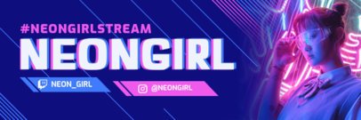 Twitter Header Template for Female Streamers Featuring a Neon Aesthetic 