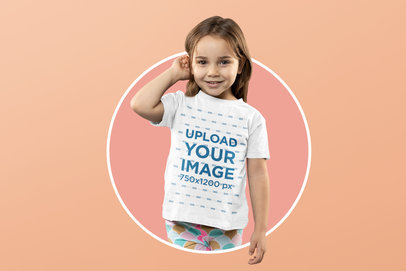 Bella Canvas Tee Mockup of a Happy Girl Fixing Her Hair at a Studio M14944
