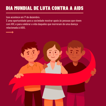 Instagram Post Design Maker Featuring a World AIDS Day Theme and Illustrations