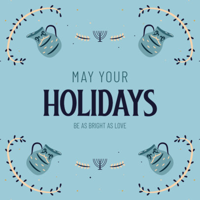 Instagram Post Maker Featuring Hanukkah-Themed Illustrations 4032b