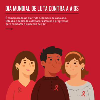 Illustrated Instagram Post Design Maker for a World AIDS Day-Themed Carousel