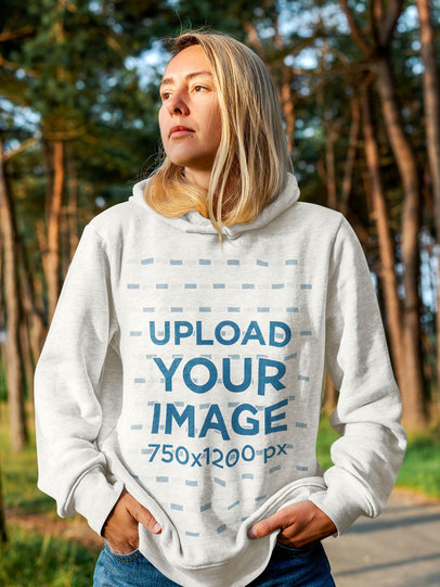 Heather Hoodie Mockup Featuring a Serious Woman Outdoors m15812-r-el2