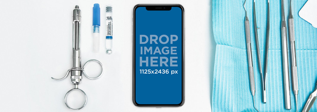 Space Gray iPhone 11 Pro Mockup at a Dentist Desk