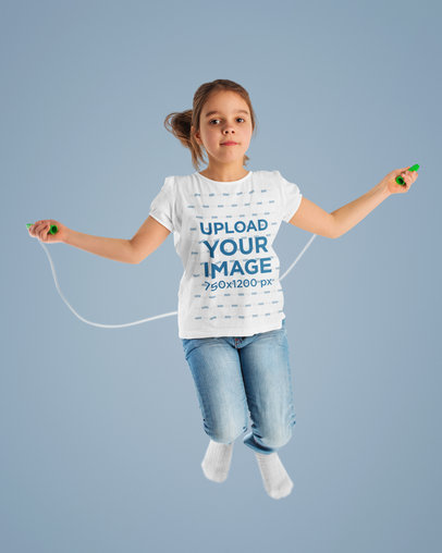 Studio T-Shirt Mockup Featuring a Girl Jumping Rope m17136-r-el2