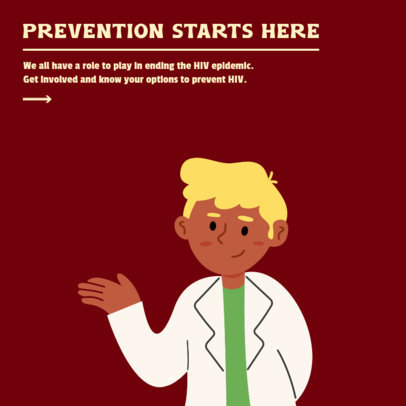 Instagram Post Design Creator With an Illustration of a Doctor and a World AIDS Day Quote